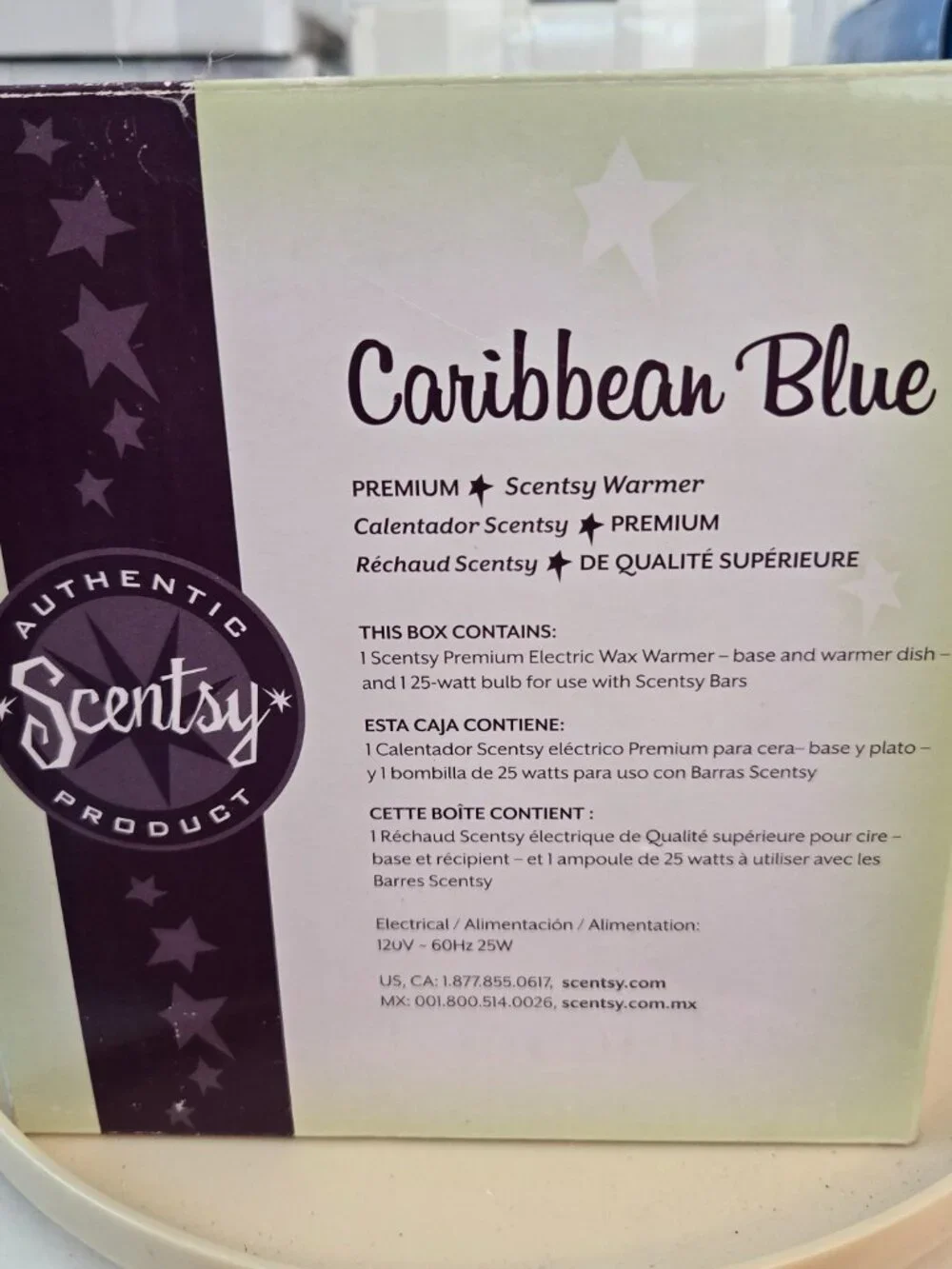 Scentsy Caribbean Blue Wax Warmer w Bulb Retired 6